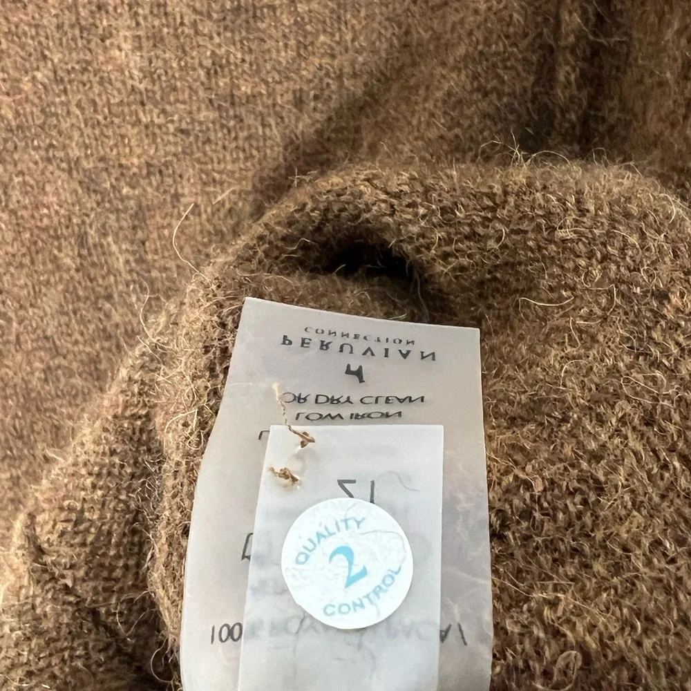 Peruvian Connection Brown Knit 100% Woolen Royal Alpaca Sweater XS